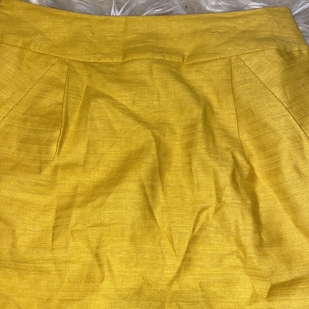 Forever 21 Yellow Linen Blend Skirt w/ Pockets Women's Large - Picture 2 of 8